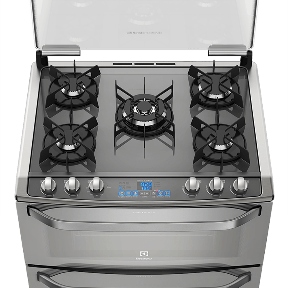 Fogão de Piso Electrolux, 5 Bocas, Mesa em Vidro Espelhado 76XGD Catral